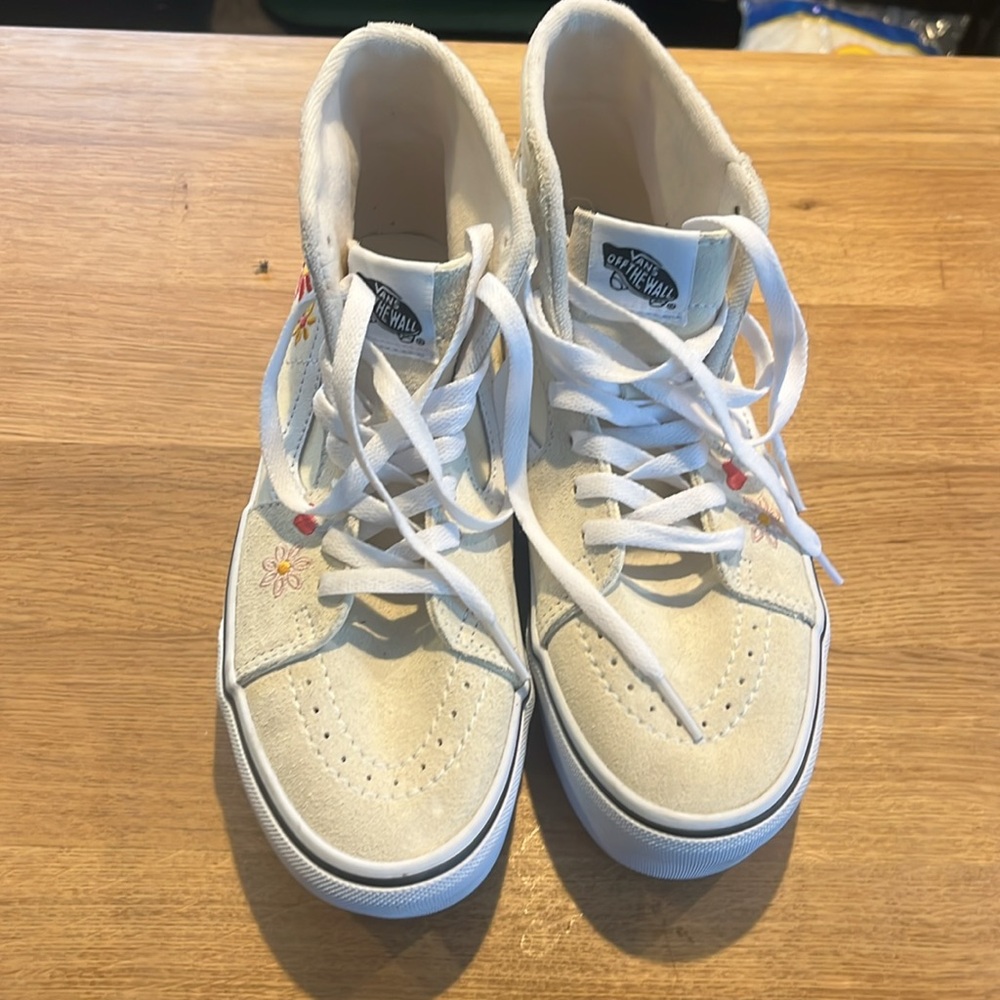 Vans Cream Floral High-Top Sneakers - Picture 2 of 3